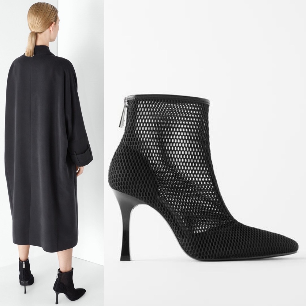 Zara Mesh Heeled Ankle Boots Black Color ALL SIZES